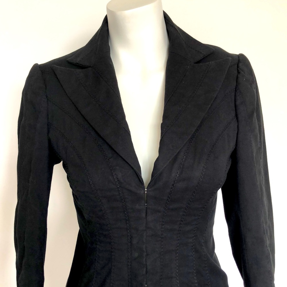 Alessandro de Benedetti black stretch cotton/denim super fitted jacket size XS.